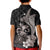 Hawaiian Whale and Volcanic Eruption Kid Polo Shirt Hibiscus and Kakau Pattern Grayscale Color