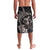 Hawaiian Whale and Volcanic Eruption Lavalava Hibiscus and Kakau Pattern Grayscale Color