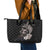 Hawaiian Whale and Volcanic Eruption Leather Tote Bag Hibiscus and Kakau Pattern Grayscale Color