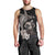 Hawaiian Whale and Volcanic Eruption Men Tank Top Hibiscus and Kakau Pattern Grayscale Color