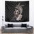 Hawaiian Whale and Volcanic Eruption Tapestry Hibiscus and Kakau Pattern Grayscale Color