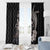 Hawaiian Whale and Volcanic Eruption Window Curtain Hibiscus and Kakau Pattern Grayscale Color