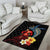 Hawaiian Whale and Volcanic Eruption Area Rug Hibiscus and Kakau Pattern