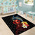 Hawaiian Whale and Volcanic Eruption Area Rug Hibiscus and Kakau Pattern