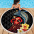 Hawaiian Whale and Volcanic Eruption Beach Blanket Hibiscus and Kakau Pattern