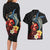 Hawaiian Whale and Volcanic Eruption Couples Matching Long Sleeve Bodycon Dress and Hawaiian Shirt Hibiscus and Kakau Pattern