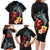 Hawaiian Whale and Volcanic Eruption Family Matching Long Sleeve Bodycon Dress and Hawaiian Shirt Hibiscus and Kakau Pattern