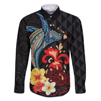 Hawaiian Whale and Volcanic Eruption Family Matching Mermaid Dress and Hawaiian Shirt Hibiscus and Kakau Pattern