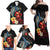 Hawaiian Whale and Volcanic Eruption Family Matching Off Shoulder Maxi Dress and Hawaiian Shirt Hibiscus and Kakau Pattern