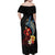 Hawaiian Whale and Volcanic Eruption Family Matching Off Shoulder Maxi Dress and Hawaiian Shirt Hibiscus and Kakau Pattern