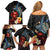 Hawaiian Whale and Volcanic Eruption Family Matching Off Shoulder Short Dress and Hawaiian Shirt Hibiscus and Kakau Pattern