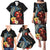 Hawaiian Whale and Volcanic Eruption Family Matching Puletasi and Hawaiian Shirt Hibiscus and Kakau Pattern