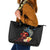 Hawaiian Whale and Volcanic Eruption Leather Tote Bag Hibiscus and Kakau Pattern