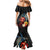 Hawaiian Whale and Volcanic Eruption Mermaid Dress Hibiscus and Kakau Pattern