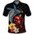 Hawaiian Whale and Volcanic Eruption Polo Shirt Hibiscus and Kakau Pattern