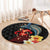 Hawaiian Whale and Volcanic Eruption Round Carpet Hibiscus and Kakau Pattern