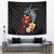 Hawaiian Whale and Volcanic Eruption Tapestry Hibiscus and Kakau Pattern