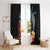 Hawaiian Whale and Volcanic Eruption Window Curtain Hibiscus and Kakau Pattern