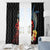 Hawaiian Whale and Volcanic Eruption Window Curtain Hibiscus and Kakau Pattern