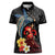 Hawaiian Whale and Volcanic Eruption Women Polo Shirt Hibiscus and Kakau Pattern