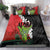 Hawaiian Halloween Bedding Set Horror Shaka Hand with Plumeria and Polynesian Tattoo Blood Color