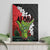 Hawaiian Halloween Canvas Wall Art Horror Shaka Hand with Plumeria and Polynesian Tattoo Blood Color