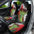 Hawaiian Halloween Car Seat Cover Horror Shaka Hand with Plumeria and Polynesian Tattoo Blood Color