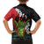 Hawaiian Halloween Hawaiian Shirt Horror Shaka Hand with Plumeria and Polynesian Tattoo Blood Color