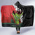 Hawaiian Halloween Hooded Blanket Horror Shaka Hand with Plumeria and Polynesian Tattoo Blood Color