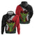 Hawaiian Halloween Hoodie Horror Shaka Hand with Plumeria and Polynesian Tattoo Blood Color