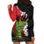 Hawaiian Halloween Hoodie Dress Horror Shaka Hand with Plumeria and Polynesian Tattoo Blood Color