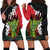 Hawaiian Halloween Hoodie Dress Horror Shaka Hand with Plumeria and Polynesian Tattoo Blood Color