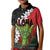 Hawaiian Halloween Kid Polo Shirt Horror Shaka Hand with Plumeria and Polynesian Tattoo Blood Color