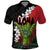 Hawaiian Halloween Polo Shirt Horror Shaka Hand with Plumeria and Polynesian Tattoo Blood Color