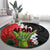 Hawaiian Halloween Round Carpet Horror Shaka Hand with Plumeria and Polynesian Tattoo Blood Color