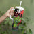 Hawaiian Halloween Tumbler With Handle Horror Shaka Hand with Plumeria and Polynesian Tattoo Blood Color