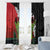 Hawaiian Halloween Window Curtain Horror Shaka Hand with Plumeria and Polynesian Tattoo Blood Color