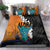 Hawaiian Halloween Bedding Set Horror Shaka Hand with Plumeria and Polynesian Tattoo Autumn Color