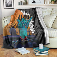 Hawaiian Halloween Blanket Horror Shaka Hand with Plumeria and Polynesian Tattoo Autumn Color LT03 Orange - Polynesian Pride