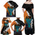 Hawaiian Halloween Family Matching Off Shoulder Maxi Dress and Hawaiian Shirt Horror Shaka Hand with Plumeria and Polynesian Tattoo Autumn Color