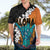 Hawaiian Halloween Hawaiian Shirt Horror Shaka Hand with Plumeria and Polynesian Tattoo Autumn Color