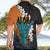 Hawaiian Halloween Hawaiian Shirt Horror Shaka Hand with Plumeria and Polynesian Tattoo Autumn Color