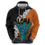 Hawaiian Halloween Hoodie Horror Shaka Hand with Plumeria and Polynesian Tattoo Autumn Color