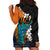 Hawaiian Halloween Hoodie Dress Horror Shaka Hand with Plumeria and Polynesian Tattoo Autumn Color