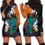 Hawaiian Halloween Hoodie Dress Horror Shaka Hand with Plumeria and Polynesian Tattoo Autumn Color