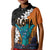 Hawaiian Halloween Kid Polo Shirt Horror Shaka Hand with Plumeria and Polynesian Tattoo Autumn Color