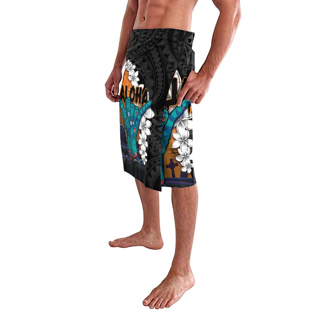Hawaiian Halloween Lavalava Horror Shaka Hand with Plumeria and Polynesian Tattoo Autumn Color LT03 - Polynesian Pride