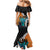 Hawaiian Halloween Mermaid Dress Horror Shaka Hand with Plumeria and Polynesian Tattoo Autumn Color