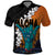 Hawaiian Halloween Polo Shirt Horror Shaka Hand with Plumeria and Polynesian Tattoo Autumn Color