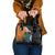 Hawaiian Halloween Shoulder Handbag Horror Shaka Hand with Plumeria and Polynesian Tattoo Autumn Color